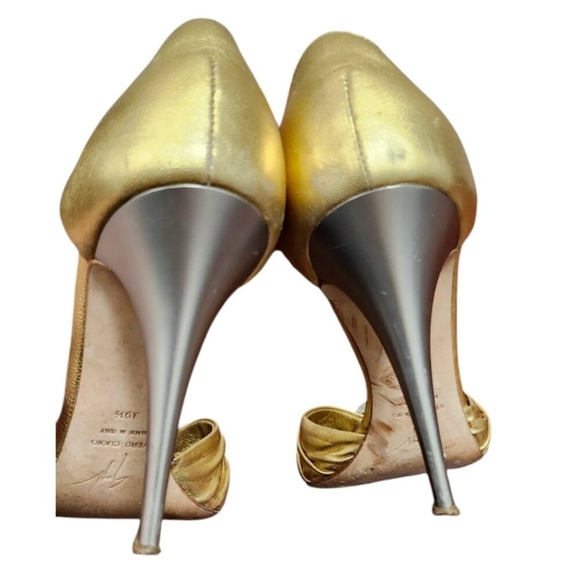 Giuseppe Zanotti Gold Peep Toe Pumps Size EU 39.5/US 9 - Picture 10 of 15